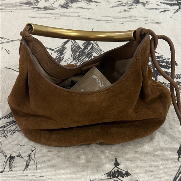 Handbags - Madewell  Brown Suede Women's Bag with Gold Handle